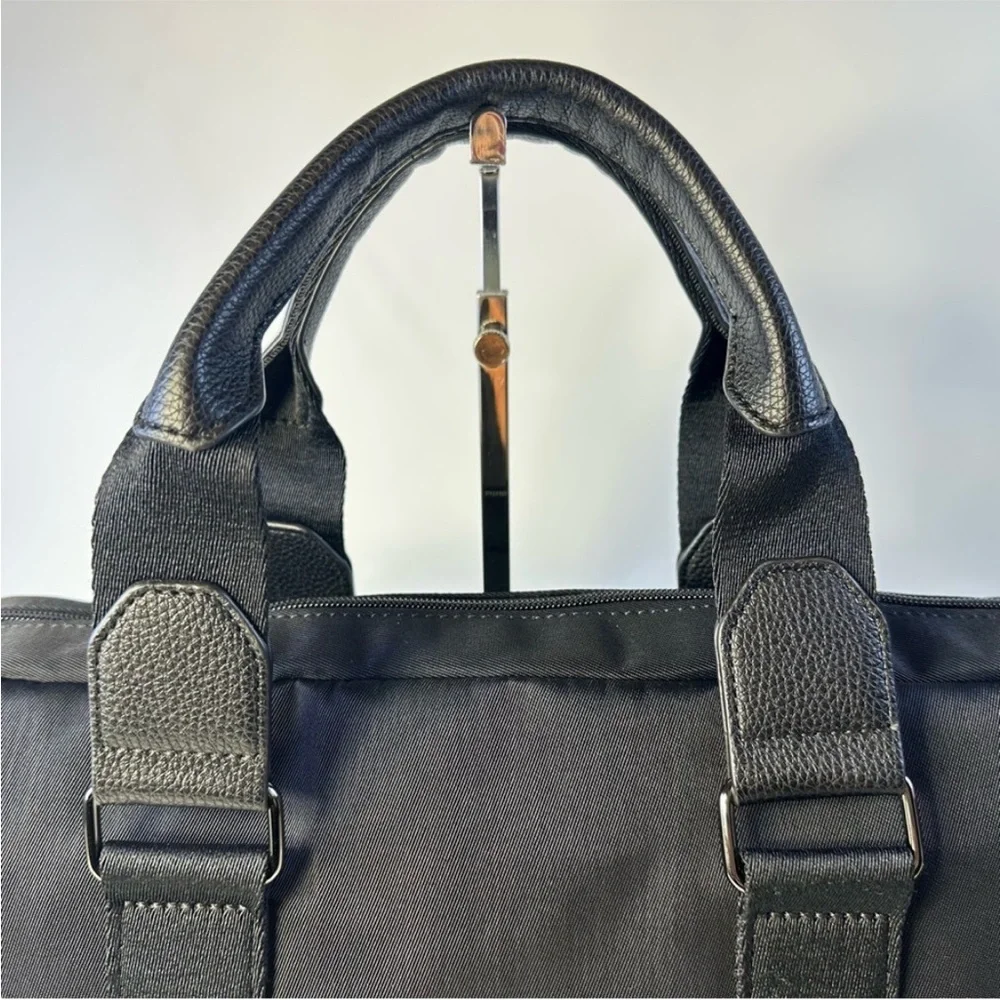 Alfani Black Canvas Briefcase Laptop Bag Travel